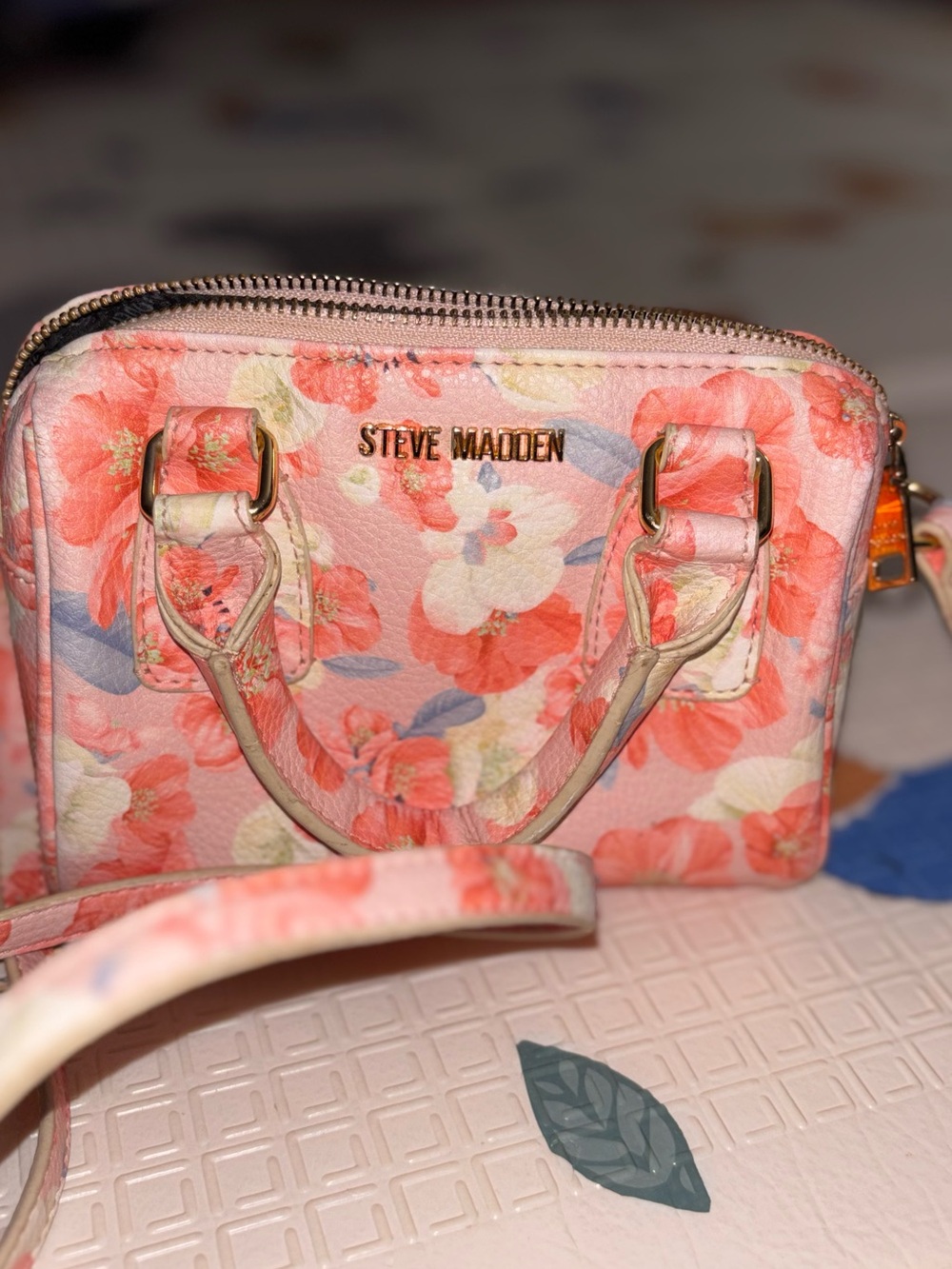 Steve Madden Floral Mini Satchel in Pink and Coral